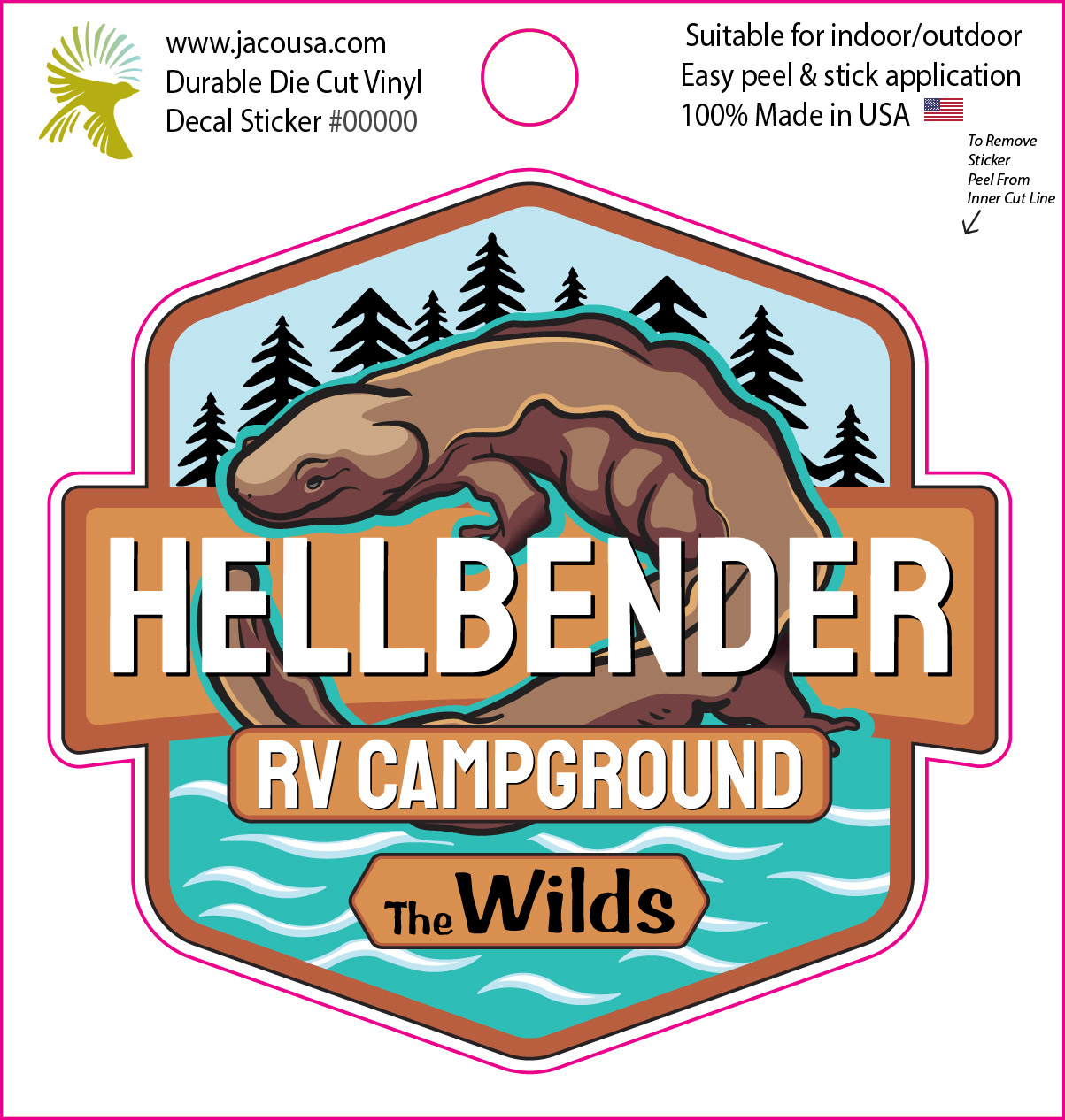 4" HELLBENDER CAMPGROUND LOGO STICKER