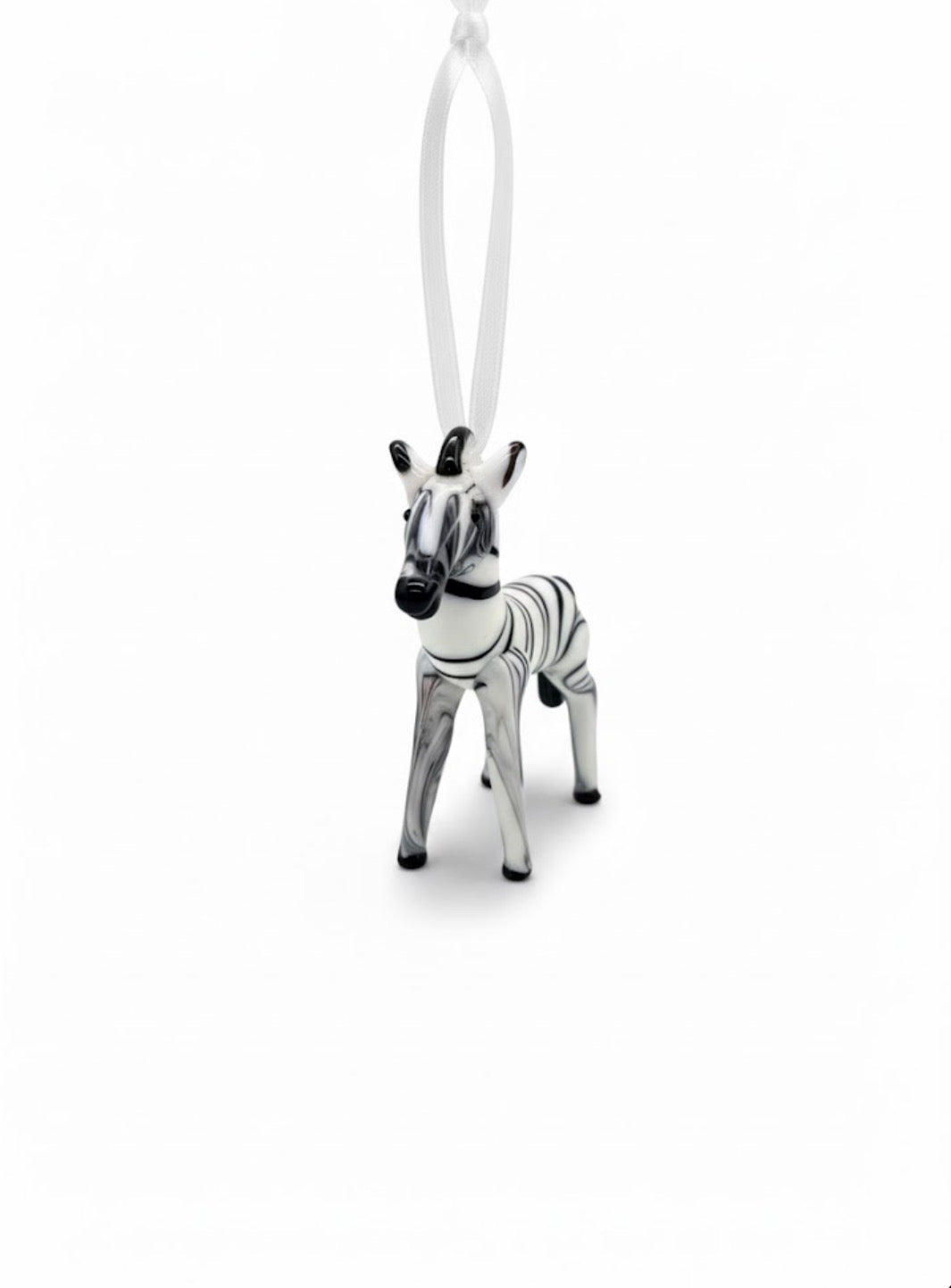 BLOWN GLASS ORNAMENT ZEBRA