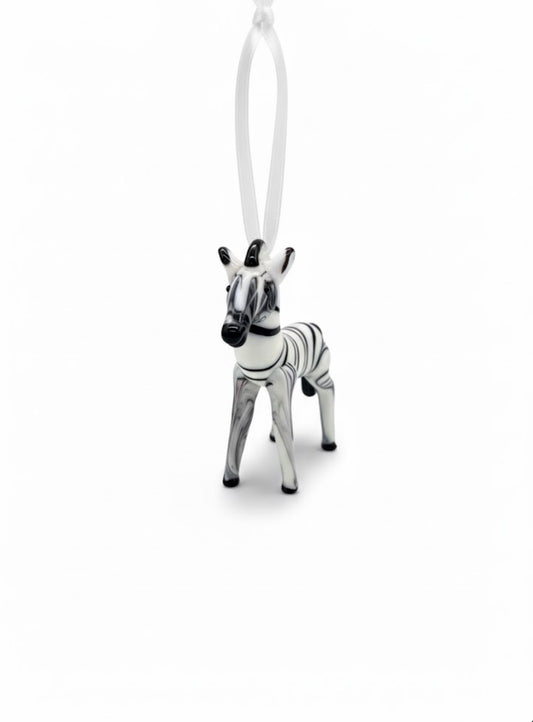 BLOWN GLASS ORNAMENT ZEBRA