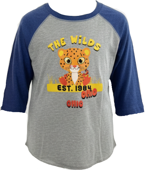 BLUE CUTE GRASSY CHEETAH BASEBALL T